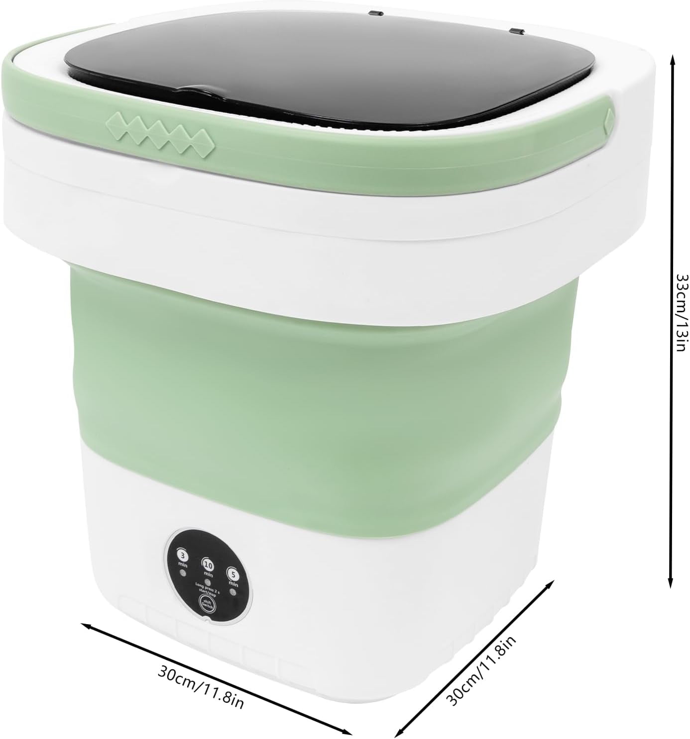 Electronic Underwear Washer Machine with Blue Light 12L Portable Foldable Mini Washing Machine with 3 Intelligent Cleaning Modes for Travel, Camping, Apartment, Dorm, Socks, Underwear Green