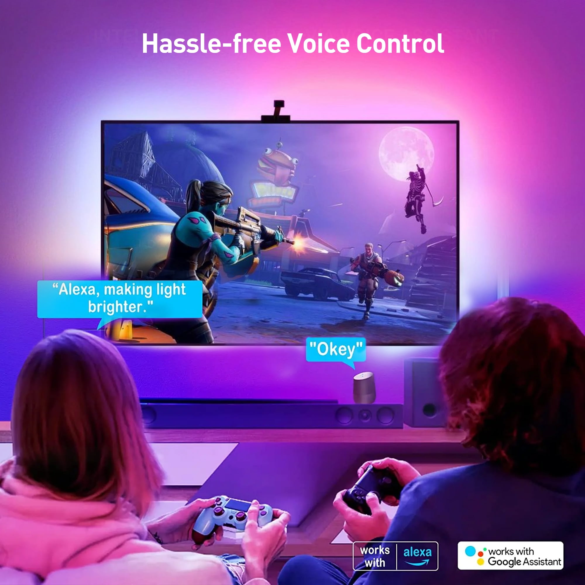 DAYBETTER TV LED Backlight with Camera, RGB-IC (2.4G Wi-Fi) 12.5ft for 55-65 inch TVs, App Control, Music Sync Lights,Led Light for TV,Bedroom,Computer,Gaming Room Decor,Party,HDTV Mood Lighting