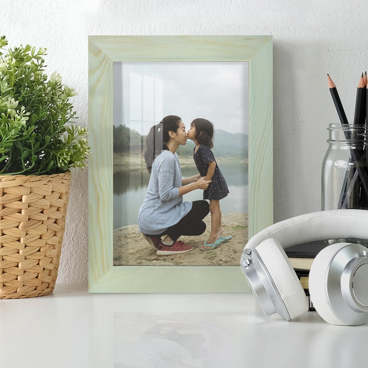 5x7 Wood Grain Picture Frame - Seafoam Green