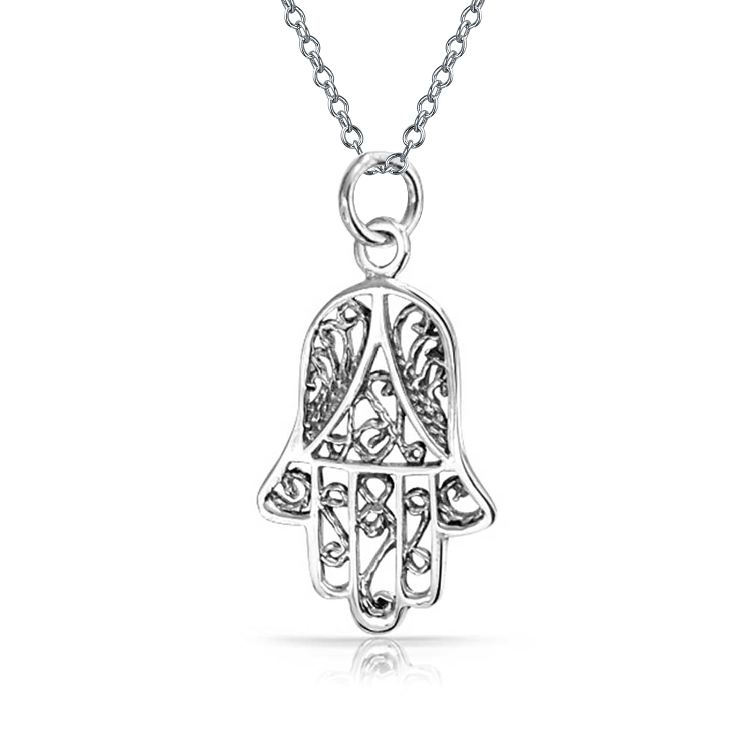 Bling Jewelry Filigree Sterling Silver Hand Of Fatima Hamsa Pendant