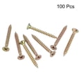 thumbnail image 3 of Unique Bargains M4 x 35mm Phillips Flat Head Carbon Steel Color Zinc Plated Wood Screws 100 Pack, 3 of 5