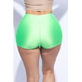 thumbnail image 2 of Shiny Shorts High Waist Hotpants Stretch Lightweight Comfy Short Length Neon Dance Shorts Wet Look Disco Party Rave Neon Lime 2X, 2 of 5