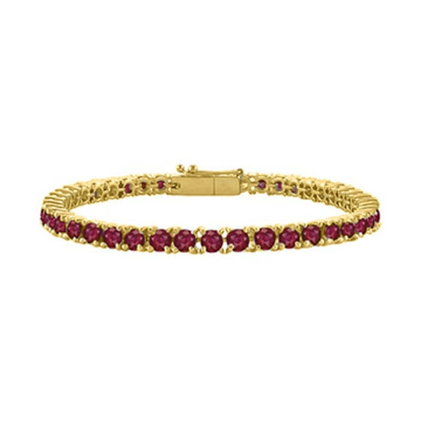 Love Bright Created Ruby Tennis Bracelet in 18K Yellow Gold Vermeil