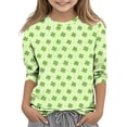 thumbnail image 1 of Tauxra Chandail de la Saint-Patrick pour Adultes, Chandail à Col Rond Imprimé à Manches 3/4, T-Shirt Décontracté à Manches Longues avec Graphique de Trèfle pour Activités Festives, 1 of 6