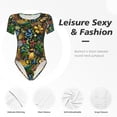 thumbnail image 4 of Vsdgher Hawaiian Culture Symbols Prinr Short Sleeve Body suit for Womens, Sexy Onesie One Piece Round Neck Bodysuit Shapewear Tummy Control-XX-Large, 4 of 7