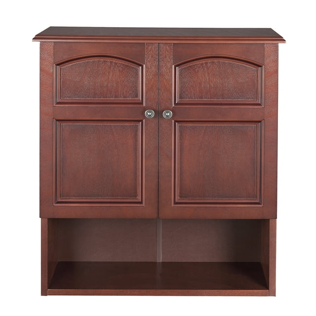 Teamson Home Armoire de Rangement Murale pour Salle de Bain 2 Portes Brun