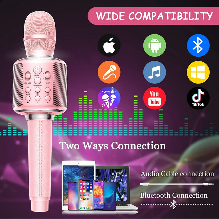 Wireless Microphone, FISHOAKY Bluetooth Karaoke Microphone for