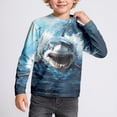 thumbnail image 2 of GUNIA Kids Toddler Boys Long Sleeve Shirts Shark Print Crewneck Casual Basic Active Tops Tee Tunic T-Shirt 3-14 Years Blue, 2 of 6