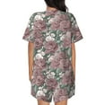 thumbnail image 3 of Naloa Rose Flowers Women's Short-Sleeved Pajama Set, Loungewear, Summer pajamas, Breathable Cozy - X-Large, 3 of 9