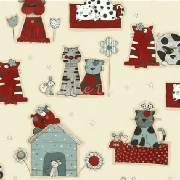 Blank Quilting Jose & Theo Cream 100% Cotton Fabric sold by the yard