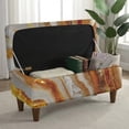 thumbnail image 3 of FOR U DESIGNS Gold Marble Print Ottoman Cover Washable Storage Bench Slipcover Stretch Storage Bench Cover Folding Footrest Stool Slipcover Footstool Protector with Elastic Band, 3 of 7