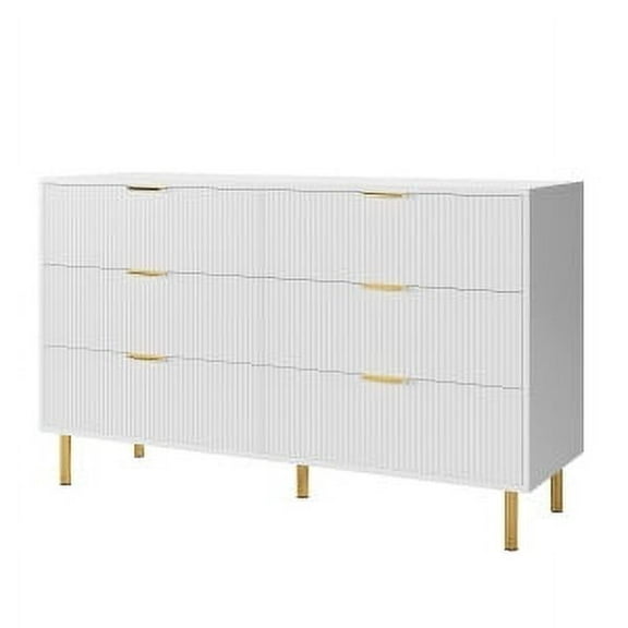 6-Drawer Dresser for Bedroom,Modern Wooden Chest of Drawers with Metal Handles,Sturdy and Stable Storage Organizer for Living Room,Entryway,Home Office,Closet