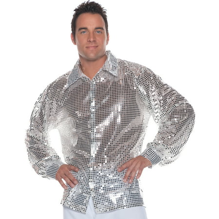 Silver Sequin Shirt Adult Halloween Costume