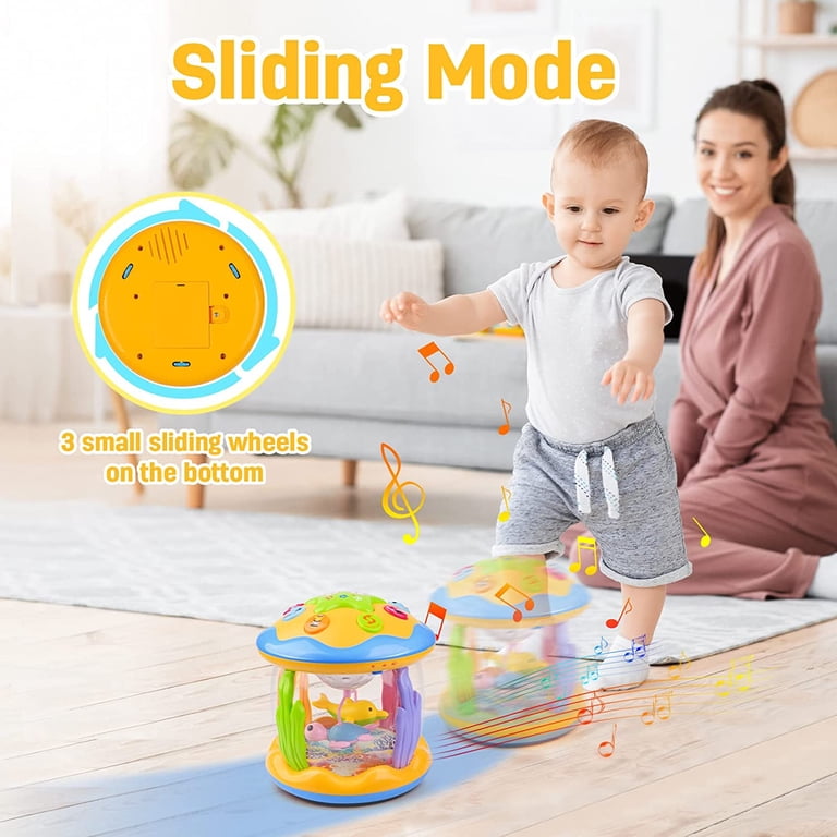 Morkka Baby Ocean Projektor Musikspielzeug – 360° Drehendes Licht, Trommelklang, Für 6-18 Monate, Ideales Geschenk Für Jungen Und Mädchen