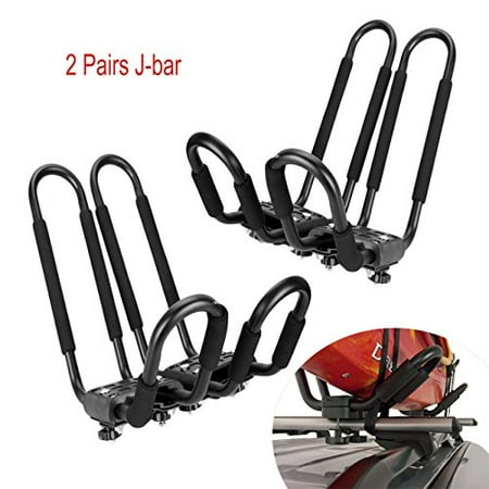 Bike Kayak Rack (Smarten Universal 2 pairs J-Bar Kayak Roof Rack Carrier Canoe Boat Surf Ski Roof Top Mount Car SUV)