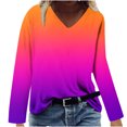 thumbnail image 1 of Hauts à Manches Longues pour Femmes Mode Décontractée Col en V Confortable Haut Imprimé T-Shirt Blouse Hauts à Col en V pour Femmes Hauts Décontractés Mode pour Femmes Hauts à Manches Longues, 1 of 4