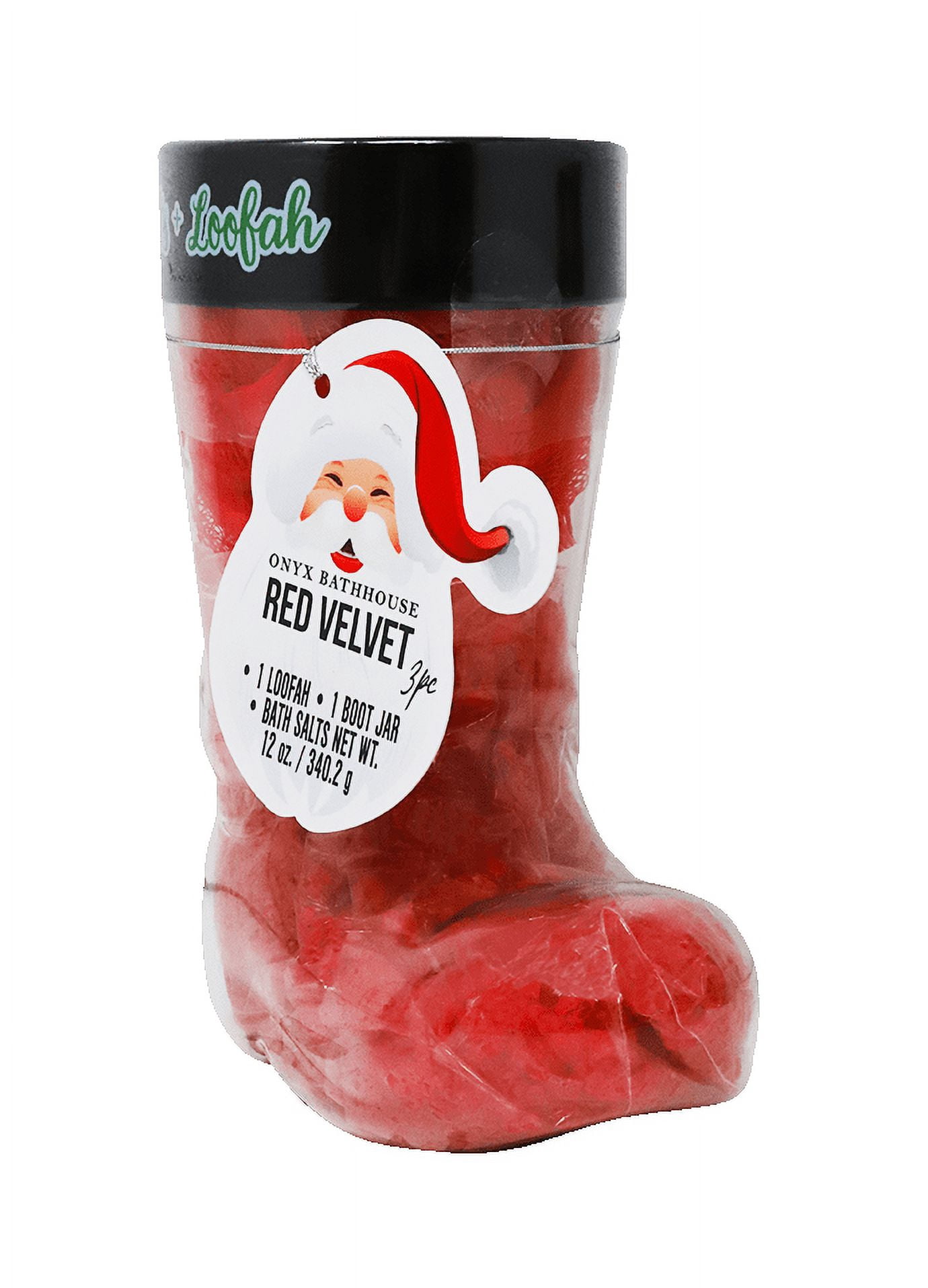 Onyx Bathhouse Red Velvet Bath Boot with Bath Salts and Loofah - 3 PC