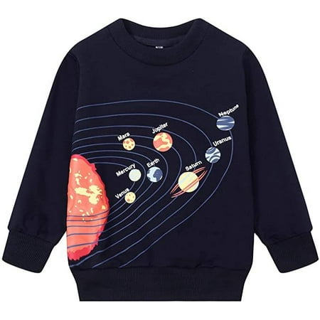 

Boys Space Sweatshirts Toddler Boys Rocket Long Sleeve Cartoon Sport Pullover Tops for Kids (Space-8066 100)
