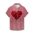 thumbnail image 2 of Mens Valentine Shirts, Mens Heart Shirt, Short Sleeve Shirt Button Men Valentine's Day Printed Tops Casual Short Sleeved Lapel Shirt, 2 of 5