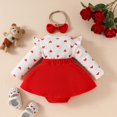thumbnail image 3 of Toddler Red Infant Girl Clothes Baby Romper Dresses Bodysuit Baby Outfits First Birthday Girl Outfit Baby Girl Outfits 12-18 Months, 3 of 8