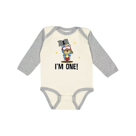 

Inktastic First Birthday Motorcycle Bear Boys Gift Baby Boy Long Sleeve Bodysuit