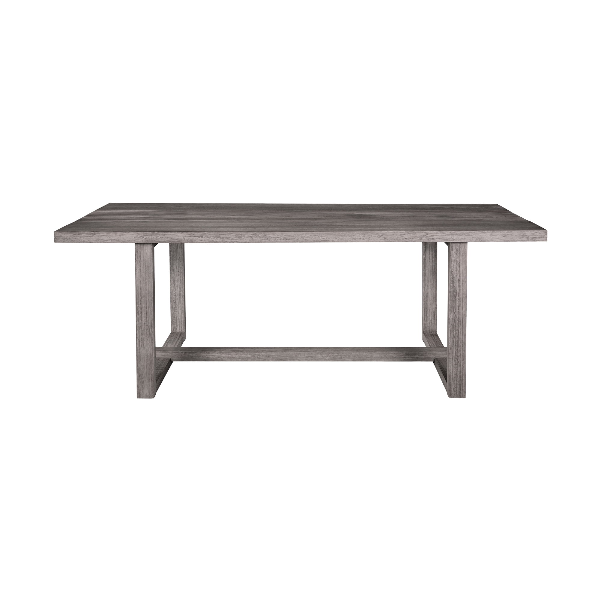 Vivid Outdoor 7 Piece Dining Set in Gray Eucalyptus Wood with Gray Cushions