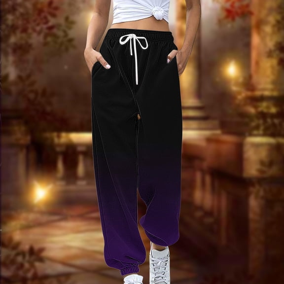 AOOCHASLIY Valentine's Day Women Pants Women's Fashion Casual Full-Length Loose Pants Solid High Waist Trousers Long Leg Pants