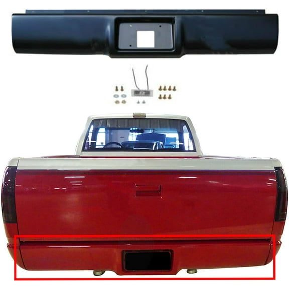 OTTULUR Rear Bumper For 1988-1998 Chevrolet C1500/K2500 With License Plate Holes Rear