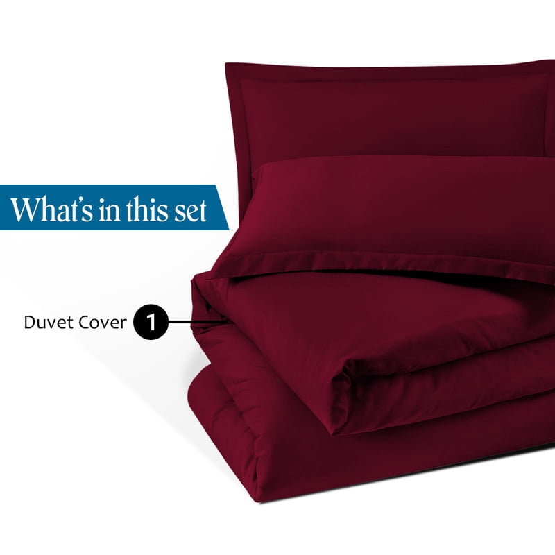 Queen Duvet Cover – 1-Piece Ultra-Soft 100% Microfiber Bedding, Burgundy Solid – Zipper Closure Comforter Cover