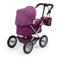 thumbnail image 2 of Bayer Design Doll Burgundy/Pink Trendy Pram W/ Shoulder Bag, Fits Dolls Up To 18", Adjustable Handle, Shopping Basket, Ages 3+, 2 of 5