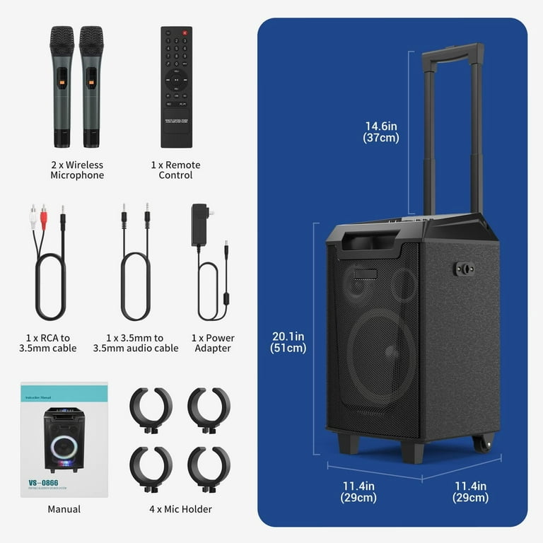 Karaoke Machine, Bluetooth Speaker PA System for Adults & Kids