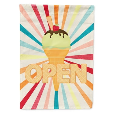 Carolines Treasures SB3113CHF Ice Cream shop or stand Open Flag Canvas House Size  Large multicolor