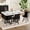 Black Oily Waxed Leather, variant on UZUGUL Gray Chairs & White Marble Grain Table 7-Piece Oval Kitchen Set, Space-Saving Chairs
