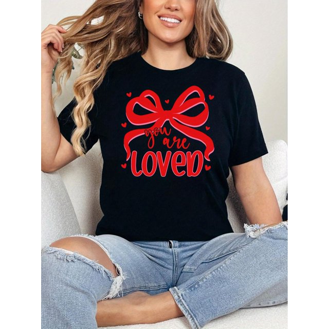 You are Loved Tee, Christian Coquette Valentines T-shirt, John T-shirt, Pink Valentines Day T-shirt, Bible Verse Tee Design, Valentine Hearts, Loose Style for women, Perfect for Holiday Parties & Gi