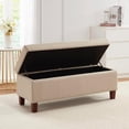 thumbnail image 4 of Ornavo Home Storage Ottoman Bench Upholstered Rectangle Storage Ottoman with Hinge Lid for Entryway, Bedroom, Living Room, Linen Beige, 4 of 7