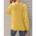 thumbnail image 6 of BTFBM Womens Sweaters Fall Winter Clothes Long Sleeve Button Down Ruffle Crew Neck Casual Knitted Pullover Tops, 6 of 7