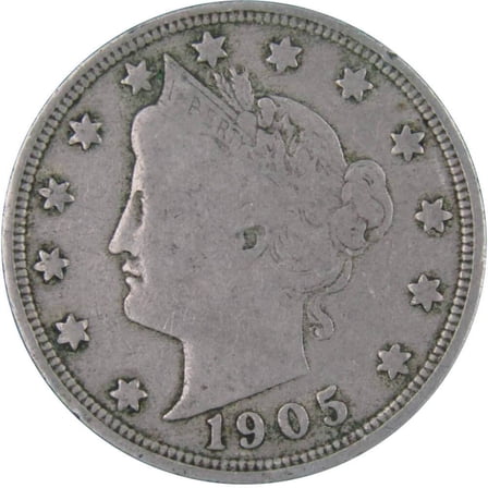 1905 Liberty Head V Nickel 5 Cent Piece AF About Fine 5c US Coin Collectible
