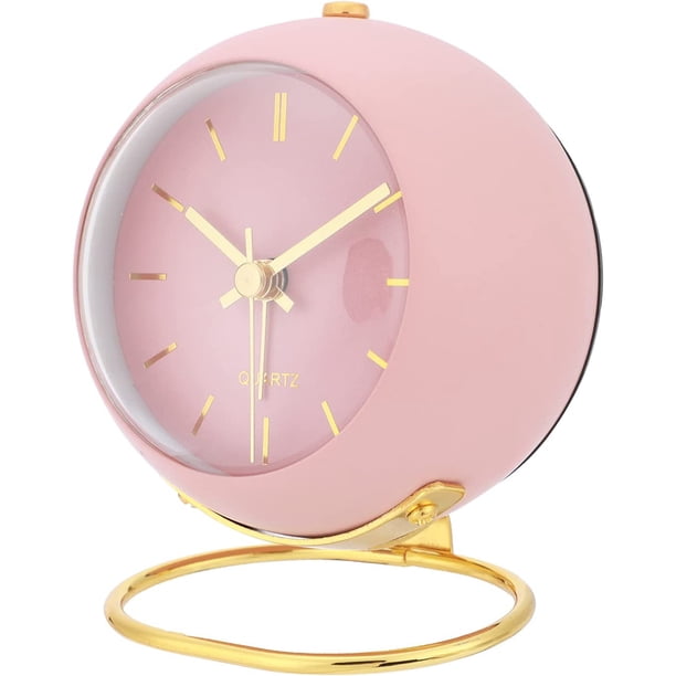 Despertador analógico sin tictac, con luz, retro, despertador ruidoso, para mesita de noche, para personas que duermen profundamente, con pilas, para viajes, pequeño reloj de mesa para habitación de