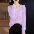 thumbnail image 2 of Levmjia Women Long Sleeve Knit Cardigan Polyester Solid Color V Neck Hollow Out Sun Protection Lightweight Breathable Casual Daily Home Wear Office Commute Beach Vacation, 2 of 5