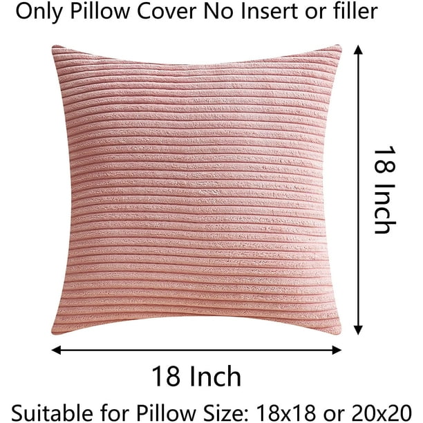 Topfinel Blush Pink Throw Pillow Cover with Broadside Splicing 18x18 Set of  4,Cute Soft Corduroy Striped Couch Pillow Covers,Square Decorative Textured  Cushion Covers for Couch Bed(Baby Pink)