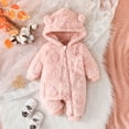 thumbnail image 3 of FYMNSI Baby Girls Boys Winter Clothes Newborn Fleece Rompers Onesie Warm Hooded Zipper Jumpsuit Outfits 9-12 Months Pink, 3 of 7