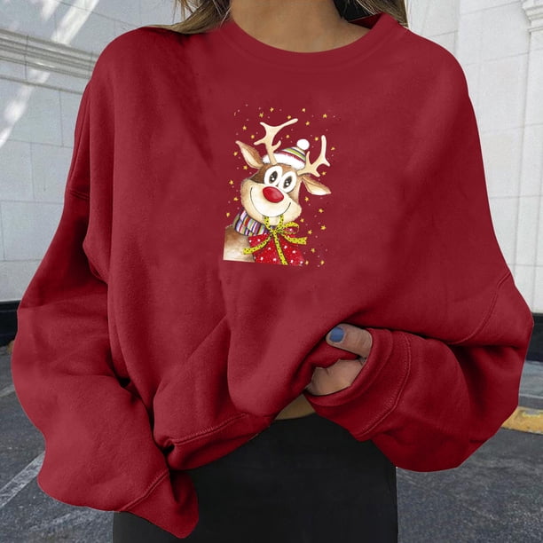 Pntutb Navidad moda mujer Casual manga larga impreso señoras sudaderas tops Pntutb Pntutb-2374