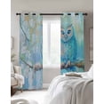thumbnail image 2 of Blackout Curtains for Bedroom, Teal Blue Owl Room Darkening Window Drapes for Living Room, Modern Flowers Birds on Branch Thermal Insulated Grommet Curtains, 52x84 inch, 2 Panels, 2 of 9