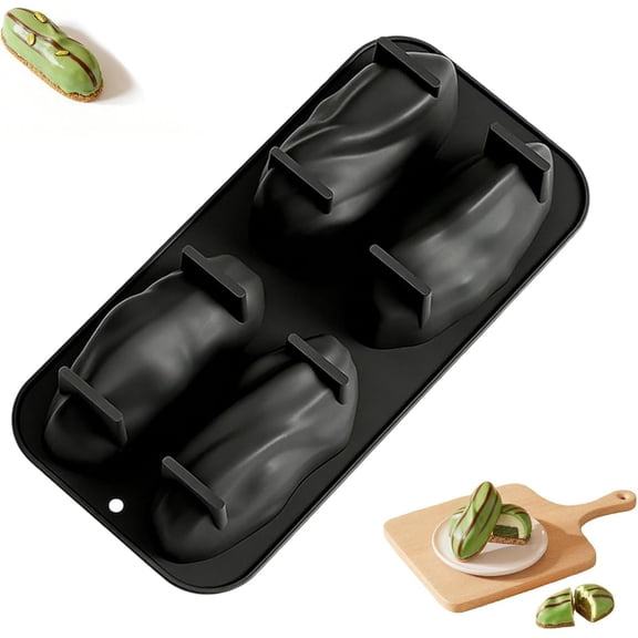 3D Pistachio Nut Shaped Silicone Mold, 4 Cavity Food Grade Baking Trays for Chocolate Mousse, Non Stick Heat Resistant Candy Jelly Cake Bakeware