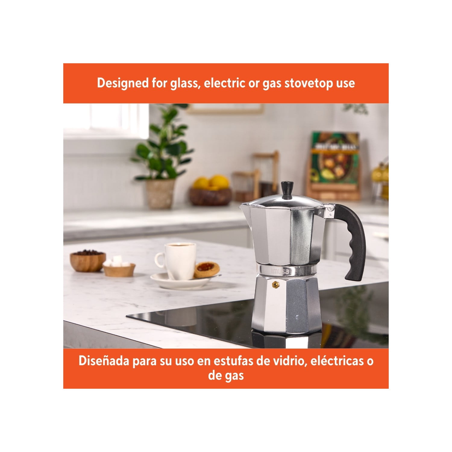 moka IMUSA 12-Cup Stovetop Espresso Maker, Cast Aluminum Moka Pot