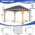 thumbnail image 3 of Howsvn 11 ft. x 13 ft Outdoor Hip Roof Spruce Wooden Gazebo, Heavy-duty Hard Top Steel Metal Roof Gazebo Pavilion, Weather Protected Permanent Canopy for Patio, Garden, Backyard, 3 of 10