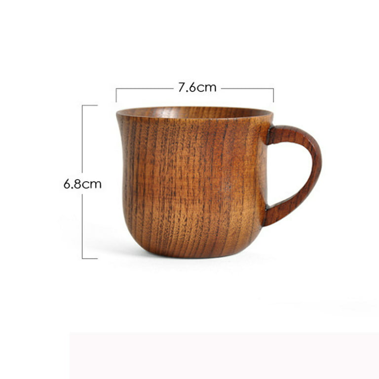 Buqoo Wooden Tea Cups, Coffee Mug Tea Cup Wood Drinking Cup  Wine Mug Vintage Teacup Wooden Mug with Handle for Tea Milk Beer Water  Juice (200 ML): Teacups