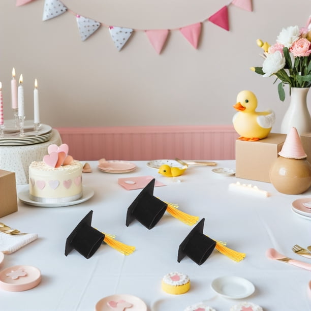 Milisten 12Ud Accesorios Decorativos De Birrete Negro Para Fiesta De Graduación Y Postres