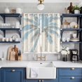 thumbnail image 2 of Blue Palm Tree Kitchen Curtains 63 Inch Length, Tropical Beach Antique Wood Grain Summer Grommet Top Bedroom Living Room Curtains, Light Filtering Cafe Curtain Drapes 2 Panels Set 84''x63'', 2 of 9