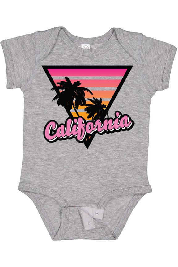California with Triangle and Palm Trees Boys or Girls Baby Bodysuit